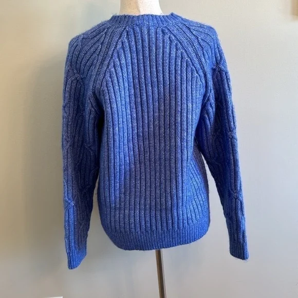 Topshop Knitted Cable Raglan Sweater Size 4-6 in Blue - Picture 6 of 13